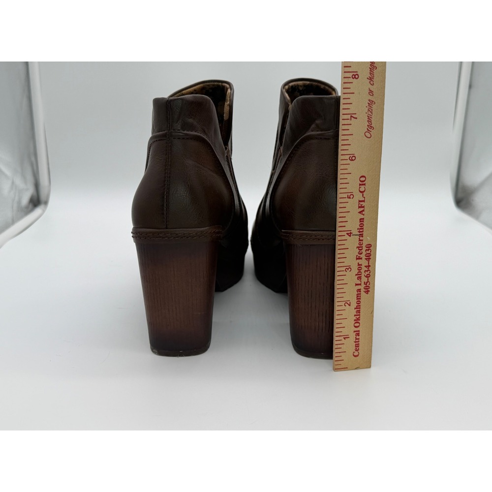 Korks Brown Platform Ankle Boots Chunky Block Heel Womens 9.5M - Picture 6 of 8
